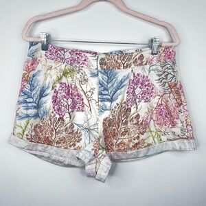 Pilcro Anthropologie Floral Printed Balloon Shorts Colorful High Rise Pleated